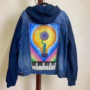 Hand painted light bulb moment denim jacket